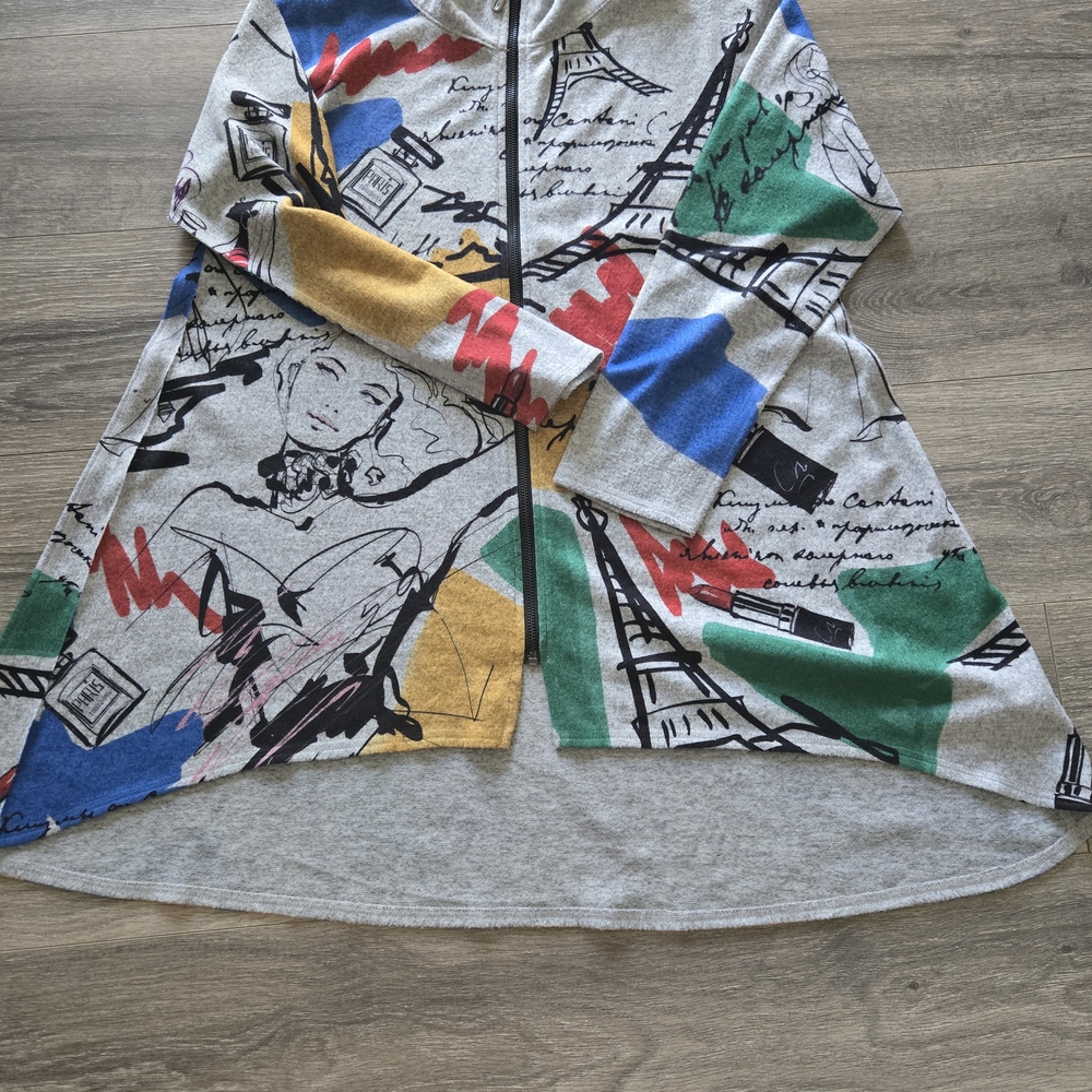 Colorful Graphic Zip-Up Jacket